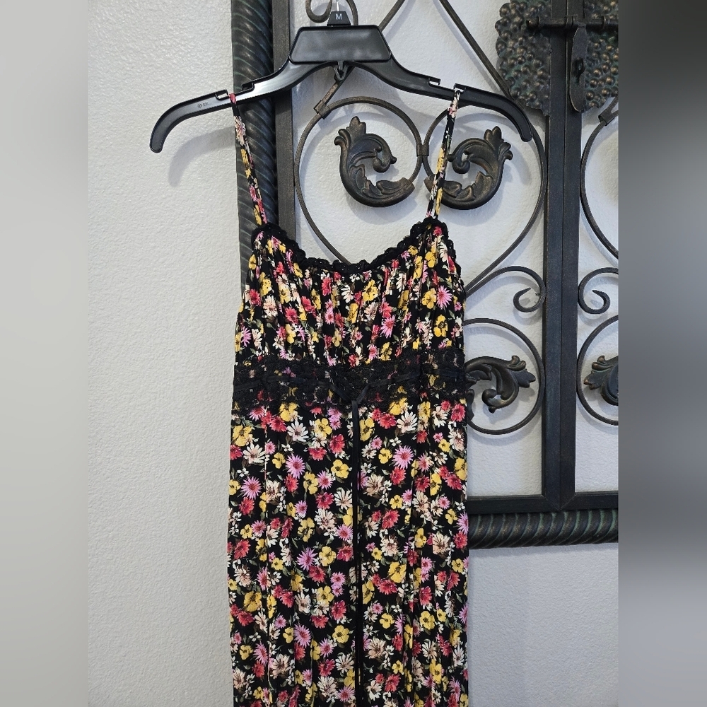 Forever 21 Floral Black Milkmaid Midi Dress - Picture 4 of 11
